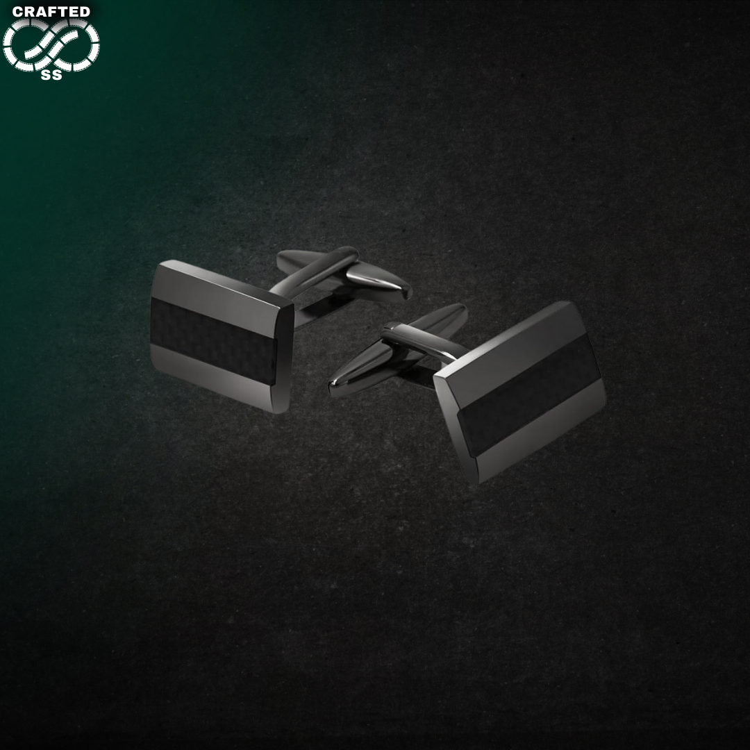 Rhodium Plated Carbon Fiber Cufflink™