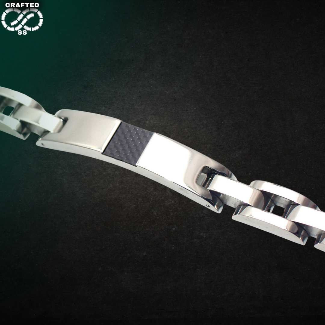 Silver Carbon Fiber Inlay Bracelet™