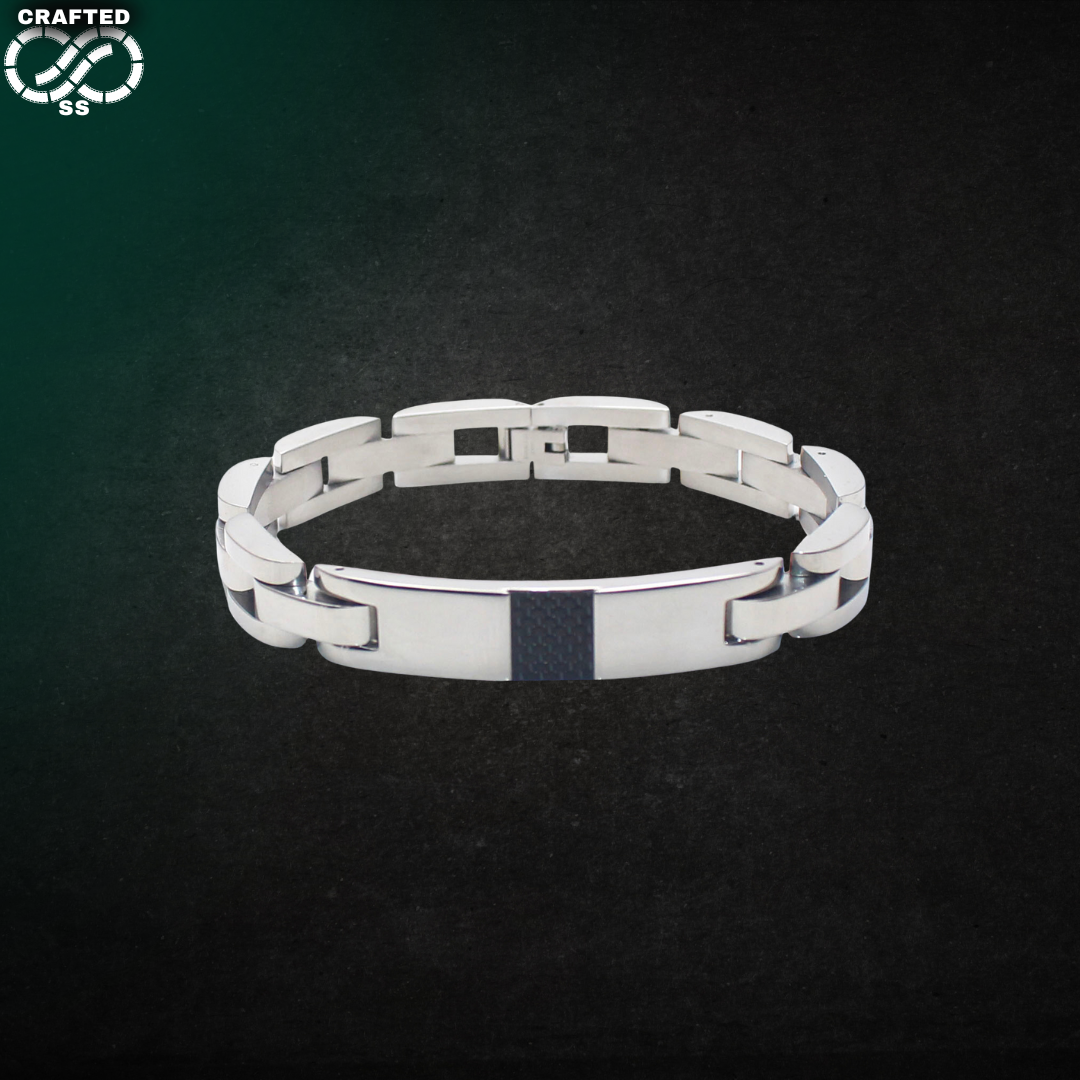 Silver Carbon Fiber Inlay Bracelet™